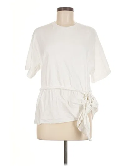 Pre-owned Zara Short Sleeve Top Ivory Crew Neck Tops In White