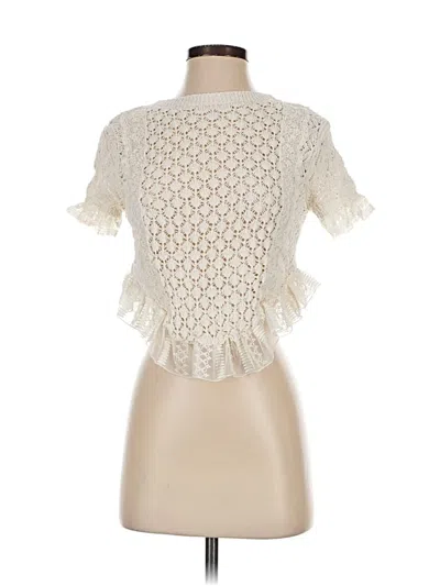 Pre-owned Zara Short Sleeve Top Ivory Halter Neckline Tops In White