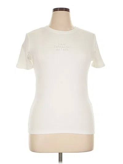 Zara Short Sleeve Top Ivory Mock Neckline Tops In White