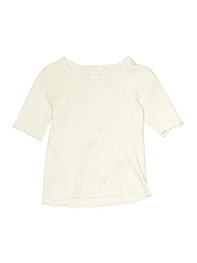Pre-owned Zara Kids' Short Sleeve Top Ivory Square Neckline Tops In White