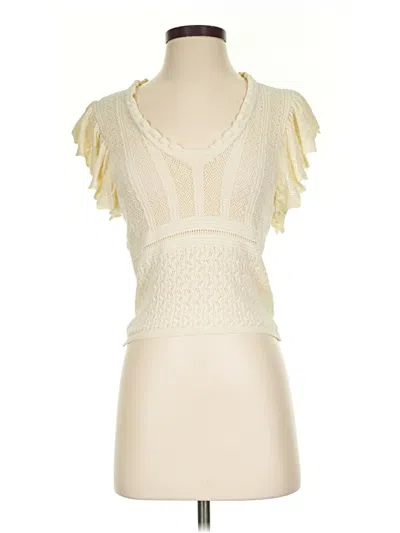 Pre-owned Zara Short Sleeve Top Ivory Sweetheart Neckline Tops