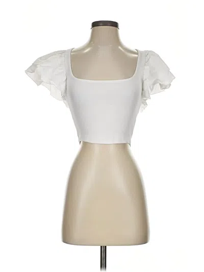 Pre-owned Zara Short Sleeve Top Ivory Sweetheart Neckline Tops