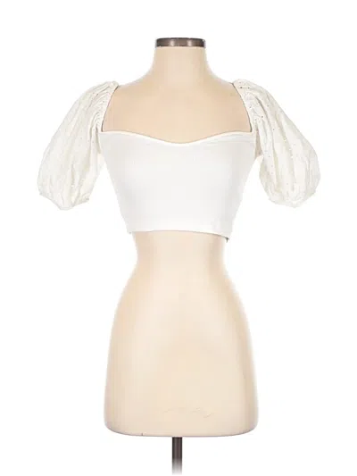Zara Short Sleeve Top Ivory Sweetheart Neckline Tops