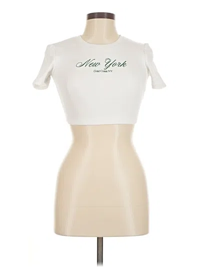 Pre-owned Zara Short Sleeve Top Ivory Sweetheart Neckline Tops In White