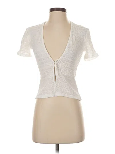 Pre-owned Zara Short Sleeve Top Ivory Sweetheart Neckline Tops In White