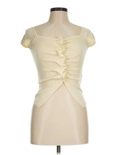 Pre-owned Zara Short Sleeve Top Ivory Sweetheart Neckline Tops In White