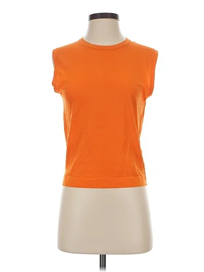 Pre-owned Zara Short Sleeve Top Orange Boatneck Tops