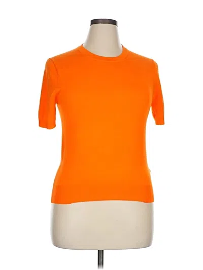 Zara Short Sleeve Top Orange Crew Neck Tops