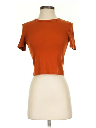 Pre-owned Zara Short Sleeve Top Orange Keyhole Neckline Tops