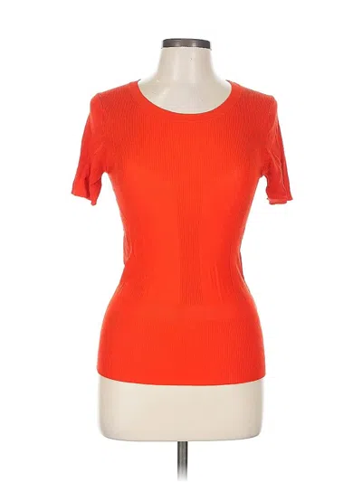 Pre-owned Zara Short Sleeve Top Orange Scoop Neck Tops