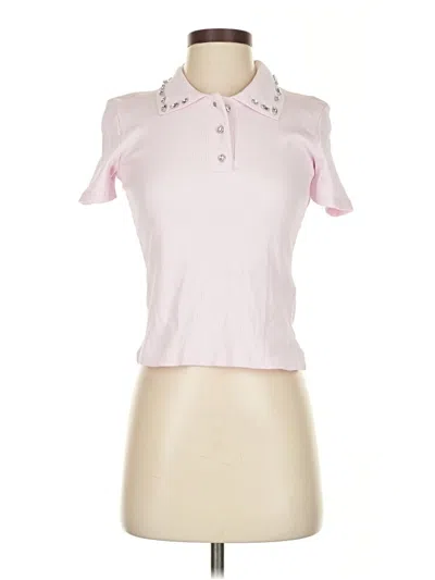 Pre-owned Zara Short Sleeve Top Pink Collared Neckline Tops