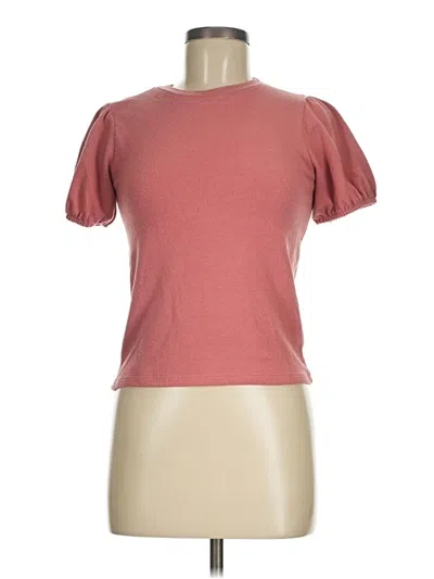 Pre-owned Zara Short Sleeve Top Pink Crew Neck Tops