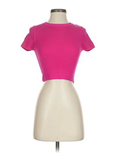 Pre-owned Zara Short Sleeve Top Pink Keyhole Neckline Tops