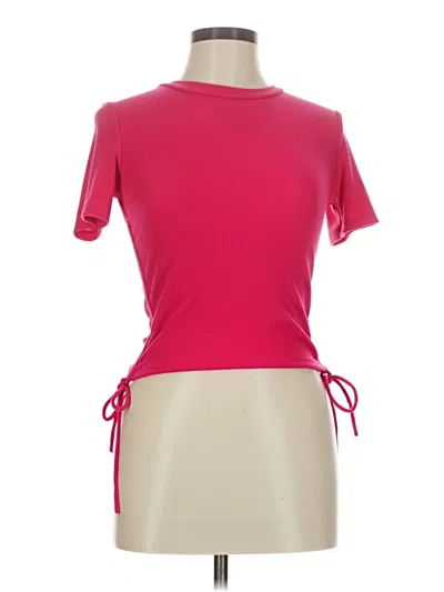 Pre-owned Zara Short Sleeve Top Pink Mock Neckline Tops