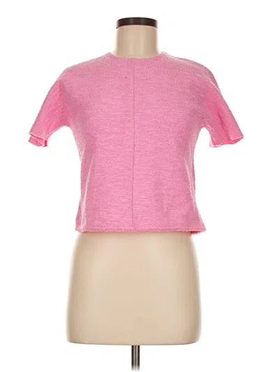 Zara Short Sleeve Top Pink Mock Neckline Tops