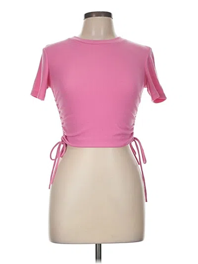 Pre-owned Zara Short Sleeve Top Pink Mock Neckline Tops