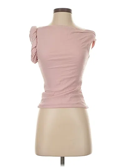 Pre-owned Zara Short Sleeve Top Pink One Shoulder Neckline Tops