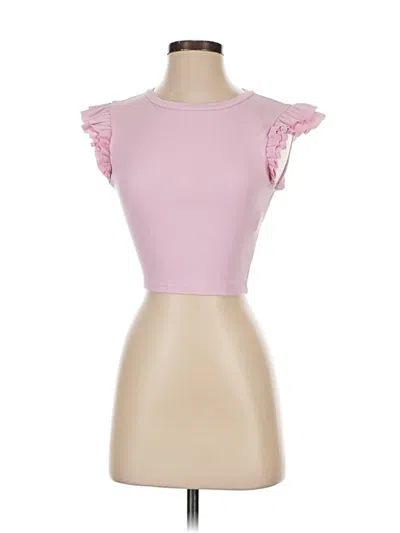 Pre-owned Zara Short Sleeve Top Pink Ruffles Neckline Tops