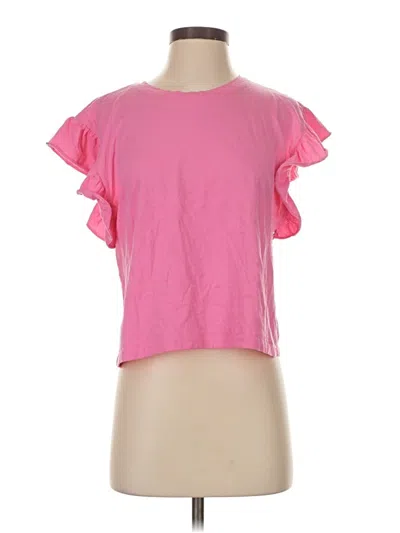Pre-owned Zara Short Sleeve Top Pink Ruffles Neckline Tops