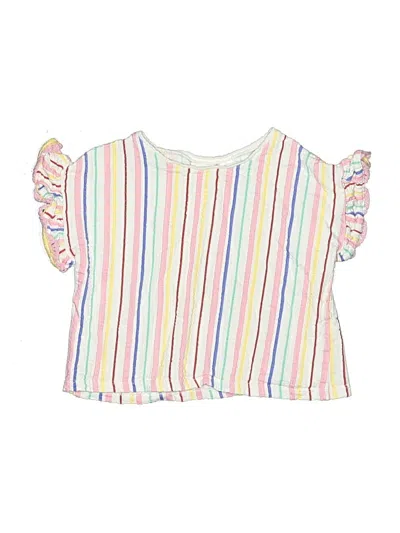 Pre-owned Zara Kids' Short Sleeve Top Pink Ruffles Neckline Tops