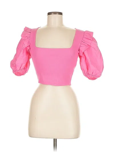 Pre-owned Zara Short Sleeve Top Pink Sweetheart Neckline Tops