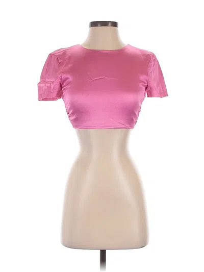 Pre-owned Zara Short Sleeve Top Pink Sweetheart Neckline Tops