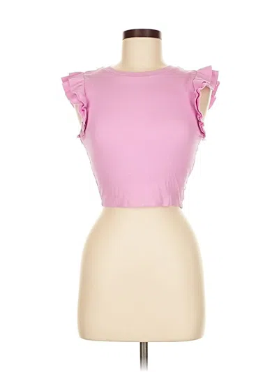 Pre-owned Zara Short Sleeve Top Pink Sweetheart Neckline Tops