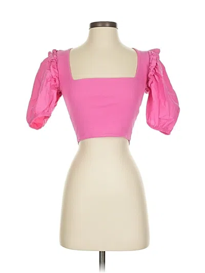 Pre-owned Zara Short Sleeve Top Pink Sweetheart Neckline Tops