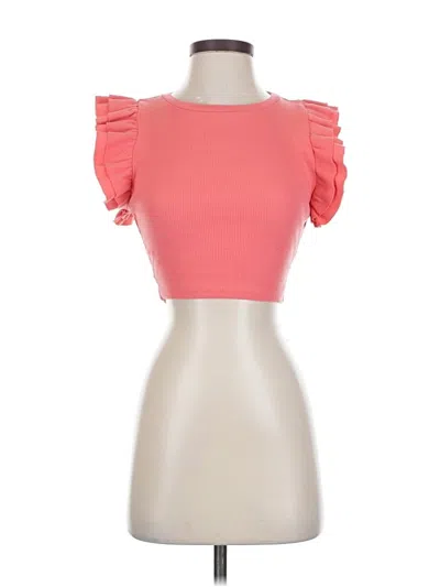 Pre-owned Zara Short Sleeve Top Pink Sweetheart Neckline Tops