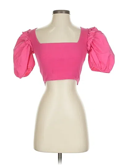 Pre-owned Zara Short Sleeve Top Pink Sweetheart Neckline Tops