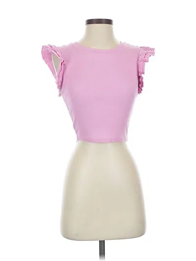 Pre-owned Zara Short Sleeve Top Pink Sweetheart Neckline Tops