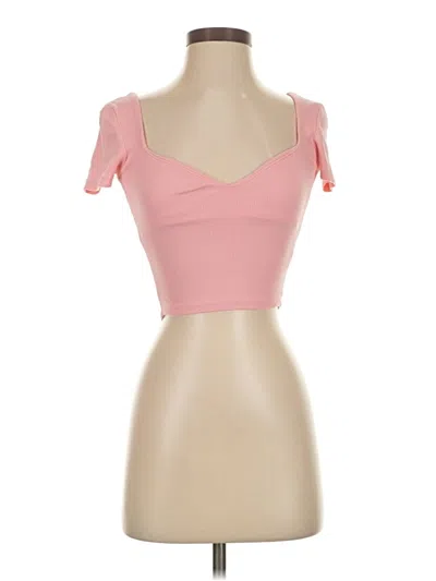 Pre-owned Zara Short Sleeve Top Pink Sweetheart Neckline Tops