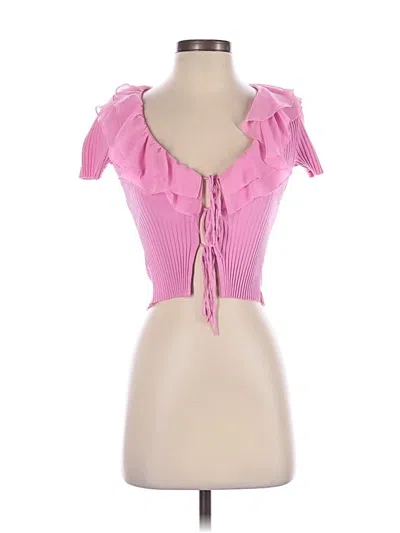Pre-owned Zara Short Sleeve Top Pink Sweetheart Neckline Tops