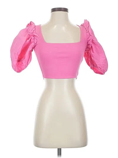 Pre-owned Zara Short Sleeve Top Pink Sweetheart Neckline Tops
