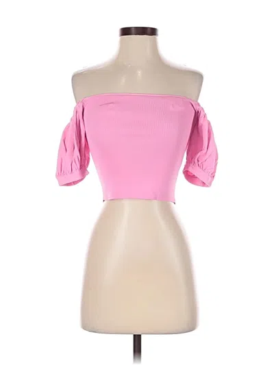 Pre-owned Zara Short Sleeve Top Pink Sweetheart Neckline Tops