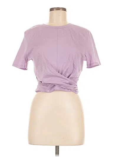 Pre-owned Zara Short Sleeve Top Purple Keyhole Neckline Tops