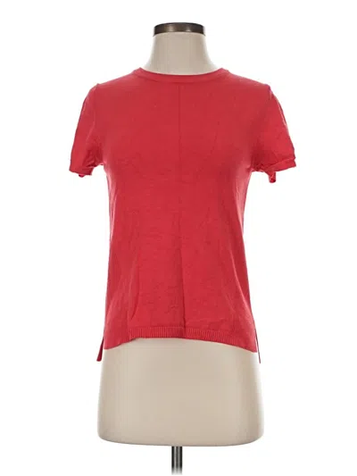 Pre-owned Zara Short Sleeve Top Red Crew Neck Tops