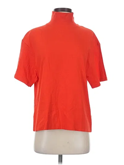 Zara Short Sleeve Top Red Mock Neckline Tops