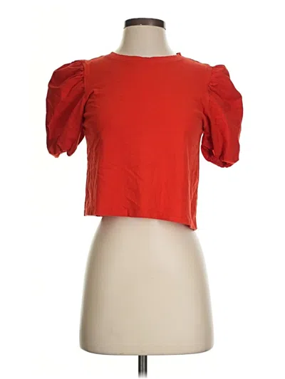 Pre-owned Zara Short Sleeve Top Red Sweetheart Neckline Tops