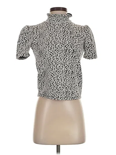 Pre-owned Zara Short Sleeve Top Silver High Neck Tops