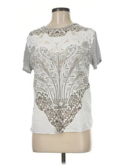 Pre-owned Zara Short Sleeve Top Silver Keyhole Neckline Tops