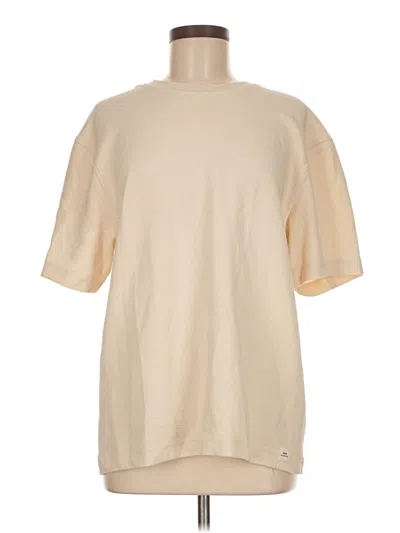 Pre-owned Zara Short Sleeve Top Tan Crew Neck Tops In Brown
