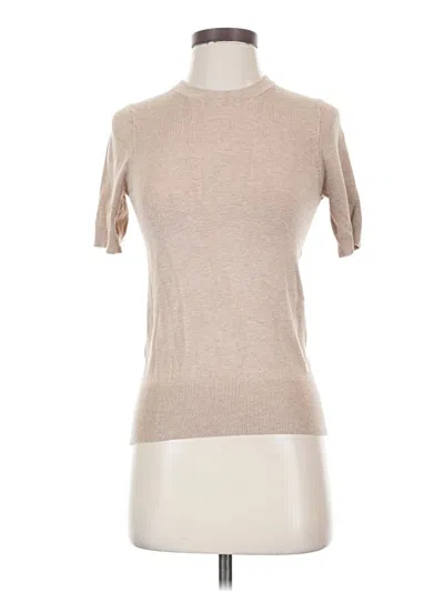 Pre-owned Zara Short Sleeve Top Tan Mock Neckline Tops