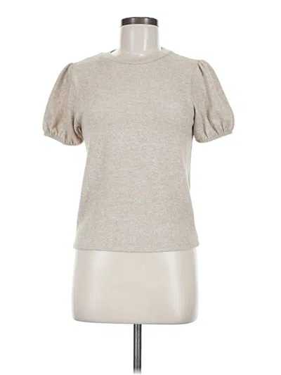 Pre-owned Zara Short Sleeve Top Tan Mock Neckline Tops In Brown