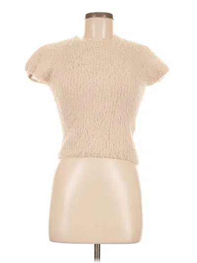 Pre-owned Zara Short Sleeve Top Tan Turtleneck Tops In Brown