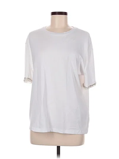 Pre-owned Zara Short Sleeve Top White Crew Neck Tops