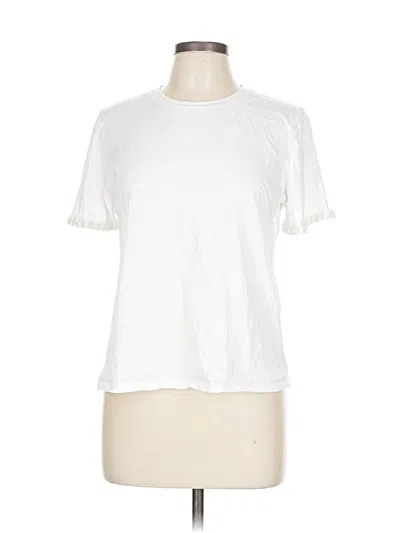 Pre-owned Zara Short Sleeve Top White Crew Neck Tops