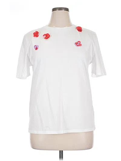 Pre-owned Zara Short Sleeve Top White Crew Neck Tops