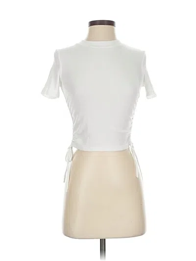 Pre-owned Zara Short Sleeve Top White Mock Neckline Tops