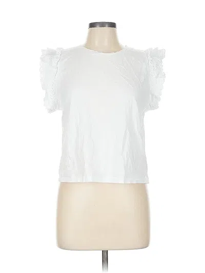 Pre-owned Zara Short Sleeve Top White Ruffles Neckline Tops